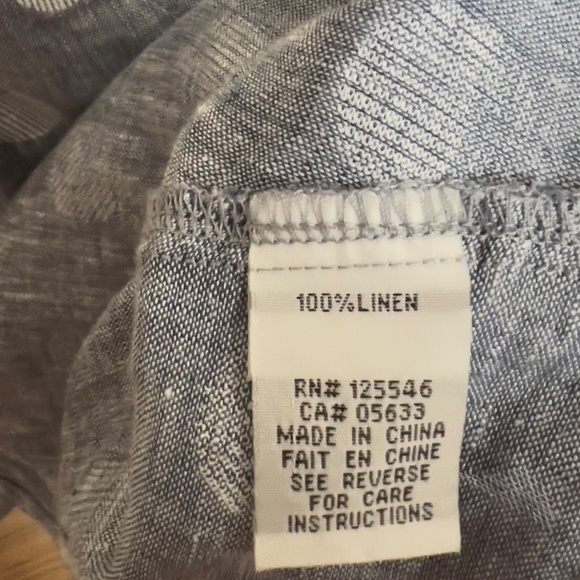 Habitat Clothes to Live in 100% linen button down shirt size XS polkadot blue - Picture 7 of 7